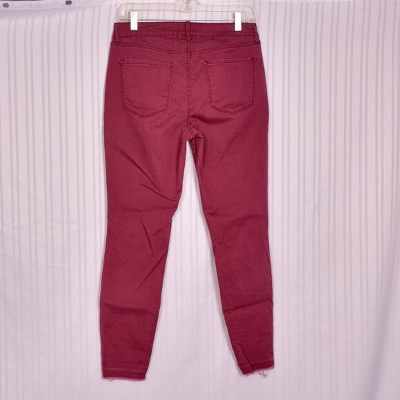 New York Rewash Wine Jeans Raw Hem Size 9 - Picture 3 of 6